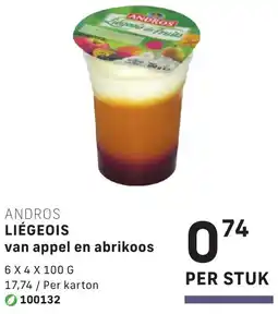 Bidfood Andros liégeois van appel en abrikoos aanbieding