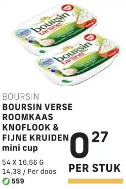 Bidfood Boursin verse roomkaas knoflook & fijne kruiden mini cup aanbieding