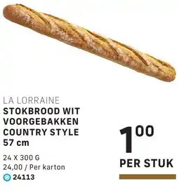 Bidfood La lorraine stokbrood wit voorgebakken country style aanbieding