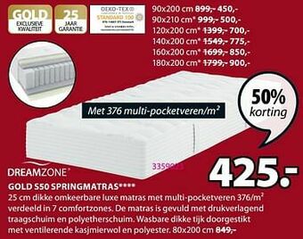 Jysk Gold s50 springmatras aanbieding