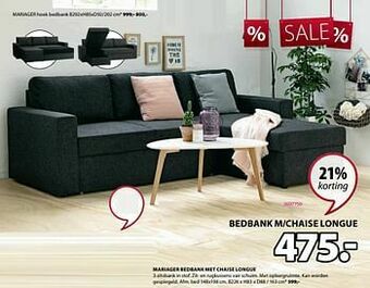 Jysk Mariager bedbank met chaise longue aanbieding