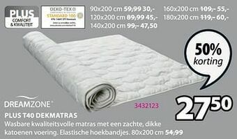 Jysk Plus t40 dekmatras aanbieding