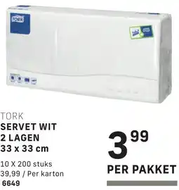 Bidfood Tork servet wit 2 lagen aanbieding
