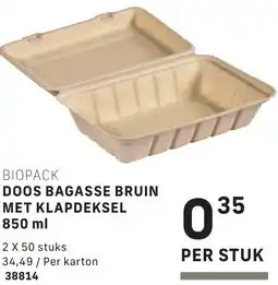 Bidfood Biopack doos bagasse bruin met klapdeksel aanbieding