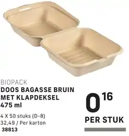 Bidfood Biopack doos bagasse bruin met klapdeksel aanbieding