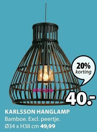 Jysk Karlsson hanglamp aanbieding
