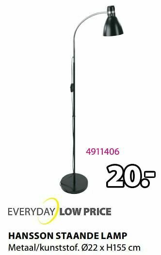 Jysk Hansson staande lamp aanbieding