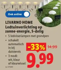 Lidl Livarno home Ledtuinverlichting op zonne-energie, 5-delig aanbieding