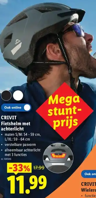 Lidl Crivit Fietshelm met achterlicht aanbieding