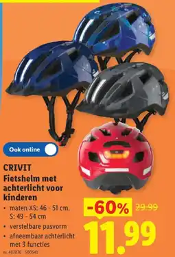 Lidl Crivit Fietshelm met achterlicht voor kinderen aanbieding