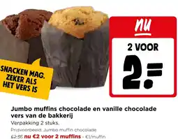 Jumbo Jumbo muffins chocolade en vanille chocolade vers van de bakkerij aanbieding