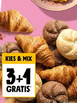 Jumbo Croissants, kaiserbroodjes wit en volkoren, pistolets wit en bruin, gesuikerde donuts, mini appelovaaltjes en sandwiches aanbieding