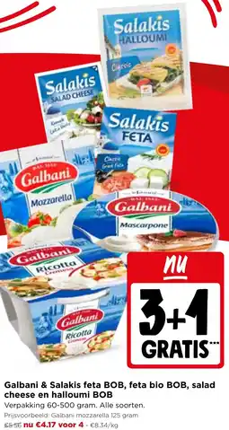 Jumbo Galbani & Salakis feta BOB, feta bio BOB, salad cheese en halloumi BOB aanbieding