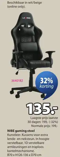 Jysk Nibe gaming stoel aanbieding
