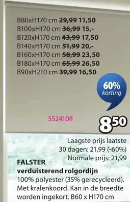 Jysk Falster verduisterend rolgordijn aanbieding