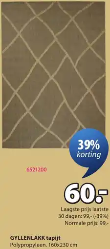 Jysk Gyllenlakk tapijt aanbieding