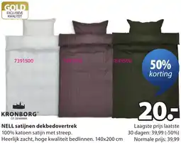 Jysk Kronborg Nell satijnen dekbedovertrek aanbieding