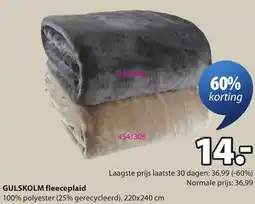 Jysk Gulskolm fleeceplaid aanbieding
