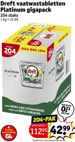 Kruidvat Dreft vaatwastabletten Platinum gigapack aanbieding