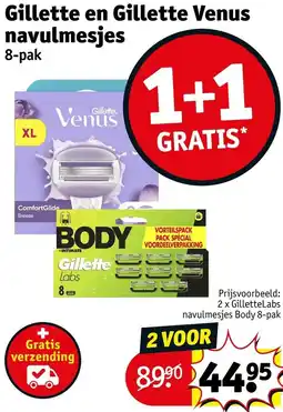 Kruidvat Gillette en Gillette Venus navulmesjes aanbieding