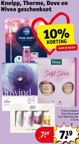 Kruidvat Kneipp, Therme, Dove en Nivea geschenkset aanbieding