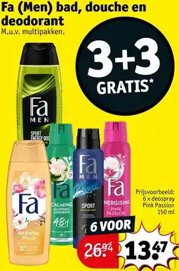 Kruidvat Fa Men bad, douche en deodorant aanbieding