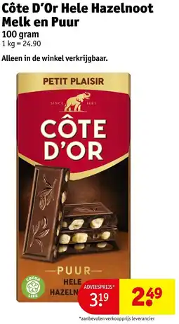 Kruidvat Côte D'Or Hele Hazelnoot Melk en Puur aanbieding