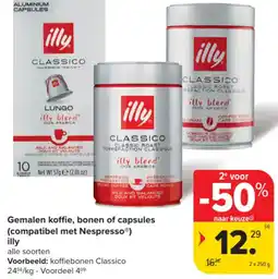 Carrefour Gemalen koffie, bonen of capsules (compatibel met Nespresso) illy aanbieding