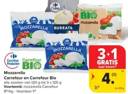 Carrefour Mozzarella carrefour en carrefour bio aanbieding