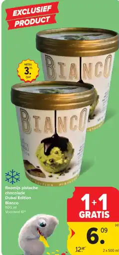 Carrefour Roomijs pistache chocolade dubaï edition bianco aanbieding