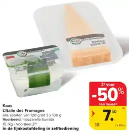 Carrefour Kaas l'italie des fromages aanbieding