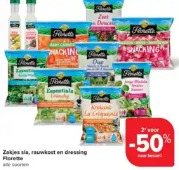 Carrefour Zakjes sla, rauwkost en dressing florette aanbieding