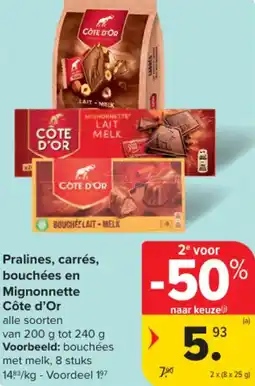 Carrefour Pralines, carrés, bouchées en mignonnette côte d'or aanbieding