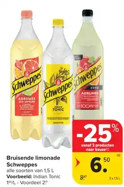 Carrefour Bruisende limonade schweppes aanbieding