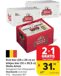 Carrefour Krat bier en blikjes stella artois aanbieding