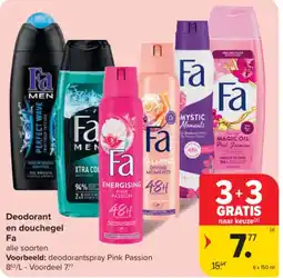 Carrefour Deodorant en douchegel fa aanbieding