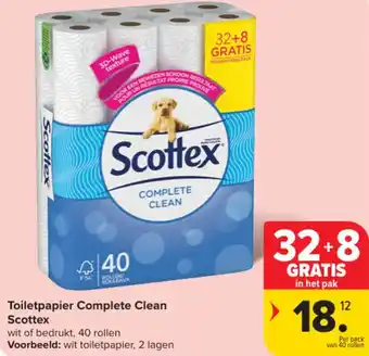 Carrefour Toiletpapier complete clean scottex aanbieding