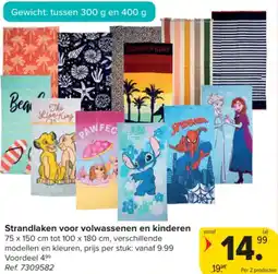 Carrefour Strandlaken voor volwassenen en kinderen aanbieding