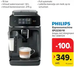 Carrefour PHILIPS Espressomachine EP2230/10 aanbieding