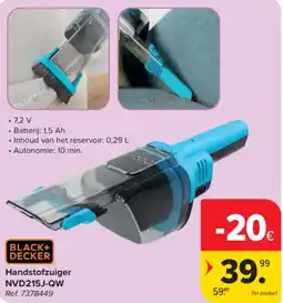 Carrefour Black+ Decker Handstofzuiger NVD215J-QW aanbieding