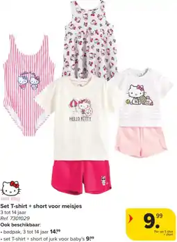 Carrefour Set T-shirt + short voor meisjes aanbieding