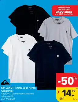 Carrefour Set van 2 T-shirts voor heren Quiksilver aanbieding