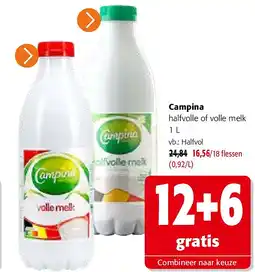 Colruyt Campina halfvolle of volle melk 1 L aanbieding