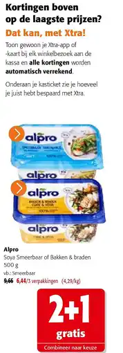 Colruyt Alpro Soya Smeerbaar of Bakken & braden 500 g aanbieding