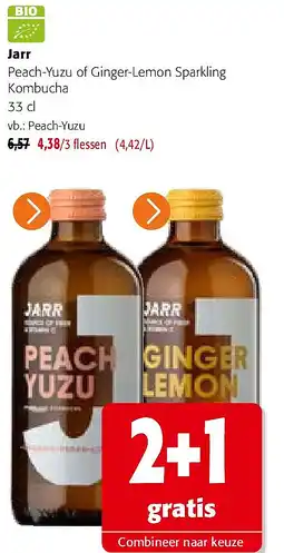 Colruyt Jarr Peach-Yuzu of Ginger-Lemon Sparkling Kombucha 33 cl aanbieding