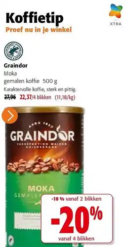 Colruyt Graindor Moka gemalen koffie 500 g aanbieding