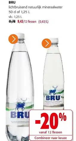 Colruyt BRU lichtbruisend natuurlijk mineraalwater 50 cl aanbieding