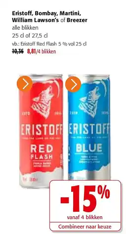 Colruyt Eristoff Red Flash 5 % vol 25 cl aanbieding