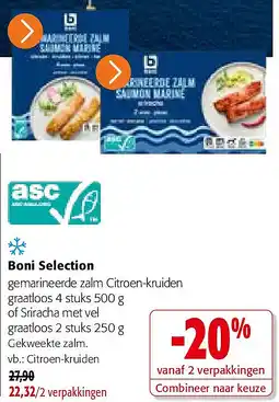 Colruyt Boni Selection gemarineerde zalm Citroen-kruiden graatloos 4 stuks 500 g aanbieding