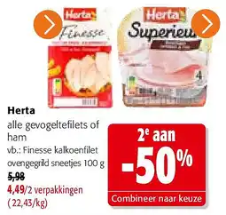 Colruyt Herta alle gevogeltefilets of ham aanbieding